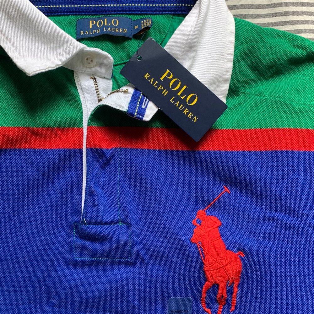 POLO - Classic Fit Long Sleeve Rugby Shirt - M